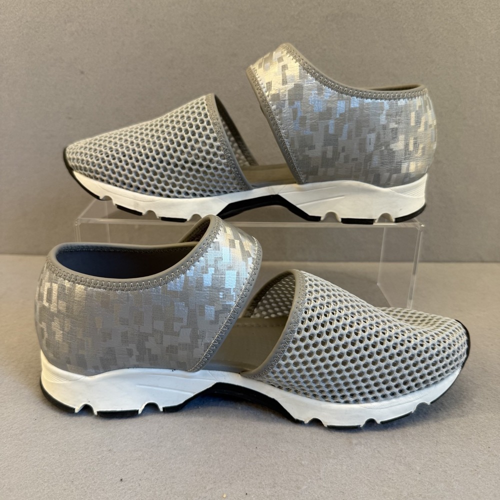 ALL BLACK Easy Mesh Mary Jane Shoes Silver Anthropologie New NWOT EUR40 / W10 - Picture 7 of 11